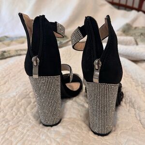 Fashion Nova Black and Silver Heels